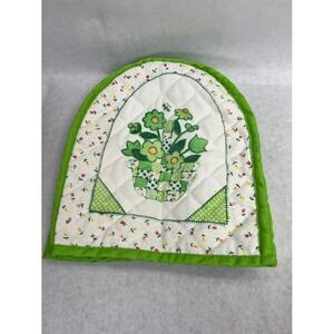 Vintage Alex Quilted Toaster Cover Green Floral Basket Retro Kitchen Cottagecore